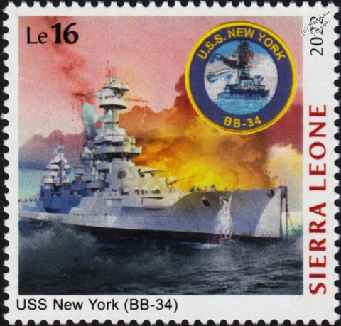 WWII USS NEW YORK (BB-34) Battleship Warship Stamp (2022 Sierra Leone) Cover