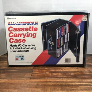 Black All-American Cassette Carrying Case Dual Sided Hard Made in USA 60 Tapes - Picture 1 of 6