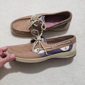Sperry's Purple Plaid Top Sider Boat Shoes sz6.5 - Picture 1 of 12
