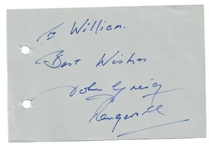 John Greig. Former Rangers Footballer. Signed Autograph Album Page - Picture 1 of 1