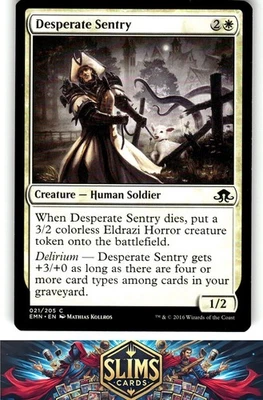 Magic the Gathering MTG Eldritch Moon Desperate Sentry #21 Buy 2 Get 1 - Image 1 of 2