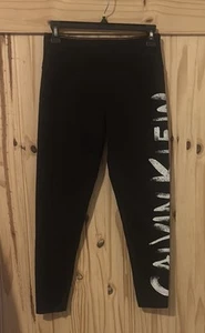 Calvin Klein Performance Girls Size Medium Logo Leggings Black - Picture 1 of 6