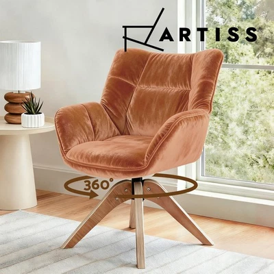 Artiss Swivel Chair Armchair Nursing Lounge Rocker Accent Chairs Velvet Brown - image 1 of 4