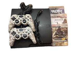 Sony PlayStation 3 Slim PS3 320GB Black Console CECH-3001B + Games Controller - Picture 1 of 5