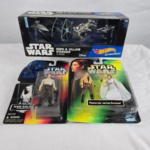 Star Wars Bundle Set Hot Wheels Starships Han Solo Princess Leia Luke Skywalker - Picture 1 of 18