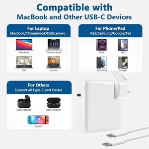 96W Super Fast USB-C Charger for MacBook Pro/Air iPad Pro Laptop Power Adapter - Picture 1 of 7