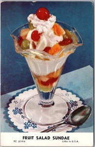 1950s Woodbridge, NJ Adv. Postcard COSTA ICE CREAM COMPANY "Fruit Salad Sundae" - Picture 1 of 2