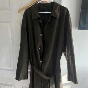 Vintage Sanyo Trench Coat New York Size L Light Weight Belted olive - Picture 1 of 4