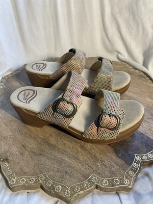 Dansko Sandals Sophie Sand Stained Glass Tan Strappy Clog Size 38 - Image 1 of 4
