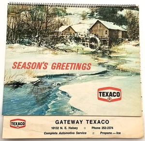 1977 TEXACO Wall Calendar - Portland Oregon Halsey St. Gas Station - Picture 1 of 5