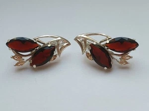 Vintage Ohrringe 925 Silber Gewicht 7,6 g. Granat. - Bild 1 von 8