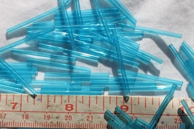 30 毫米复古威尼斯喇叭珠直透明浅蓝色工艺品/50 克 — 第 1/3 张图片