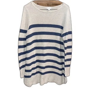 Maglione tunica maglia waffle J Jill accogliente neutro strati blu panna donna M - Foto 1 di 7