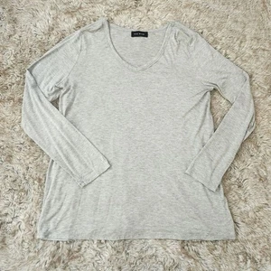 Rae Mode langärmliges graues Oberteil mit V-Ausschnitt Damengröße Large - Bild 1 von 9