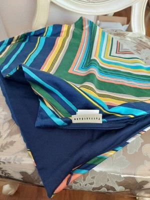 1 полосатый поясничный чехол на подушку из шелковой смеси Pottery Barn Tamara 16 x 26 дюймов - Изображение 1 из 4