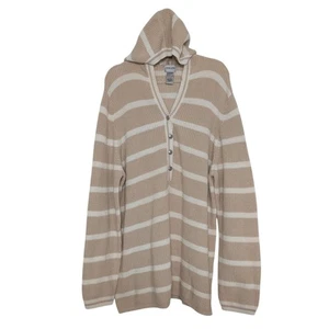 Suéter Henley Chicos 3 Rayas Para Mujer Talla XL Beige Blanco Tejido Pullover con Capucha - Imagen 1 de 10