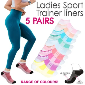 Damen 5 Paar Sneaker Liner Socken Uni Knöchel Fitness Alltag Baumwolle reich Größe 4-8 - Bild 1 von 11