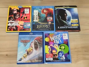 5 Disney Pixar Blu Ray/DVD Cars 3,Inside Out,Brave,Lightyear,The Incredibles - Picture 1 of 4