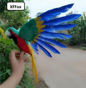 new real life green&red wings parrot model foam&feather parrot gift about 30cm - Picture 1 of 1