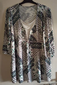 Damen Shirt @ Gr. 52/54 @ weiß-blau @ Yessica - C&A @ 3/4-Arm @ Top Zustand - Bild 1 von 13