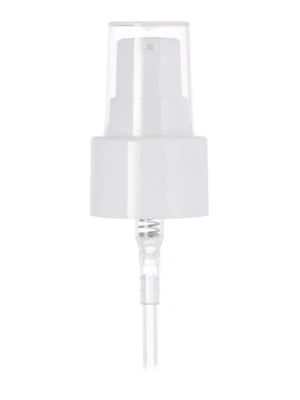 White PP plastic 24-410 smooth skirt dispensing treatment pump w/ 7in tube, 20pc - Image 1 of 4