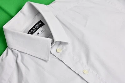 Dolce & Gabbana Solid Light Gray Point Collar Cotton Blend Shirt Size: 15.5/32 - Image 1 of 4