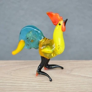 Glass Rooster Figurine - Blown Glass Rooster Sculpture - Miniature Glass Animals - Picture 1 of 9
