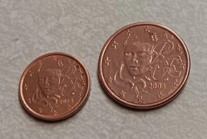 2 FRANCE CIRCULATED COINS - 1 CENT EURO 2014 & 5 CENT EURO 2006 EX-CONDITION - Picture 1 of 7