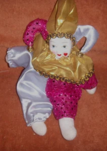 Muñeca bufón arlequín de colección Mardi Gras estante cuidador 10" #14 - Imagen 1 de 1