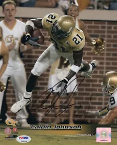 CALVIN JOHNSON GEORGIA TECH SIGNED DETROIT LIONS 8x10 PHOTO PSA/DNA STICKER - Picture 1 of 1