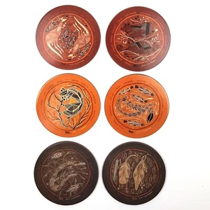 Australia Fauna Souvenir Aboriginal Art Drink Coaster Set 6 Animal Round Box NEW - Picture 1 of 9