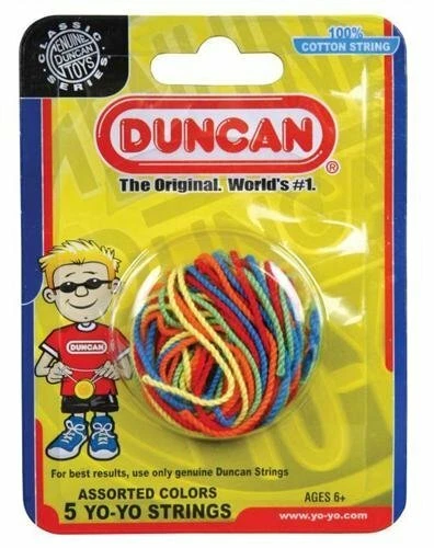 Genuine Duncan Toys 5 Yo-yo Strings 5 Assorted Colors 100 Cotton String 2009