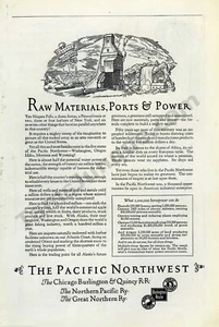Anuncio impreso Pacific NW Rail Burlington Quincy 1924 casi 100 años (3399) - Imagen 1 de 1