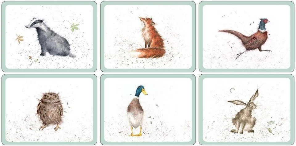 Wrendale Designs Country Animals Set of 6 Placemats Farm Style Dining Accessory - Image 1 of 1