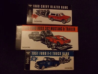 ERTL COLLECTIBLES 1969 BLAZER,1951 FORD F-1,1969FORD BOSS MUSTANG +TRAILER - Image 1 of 4