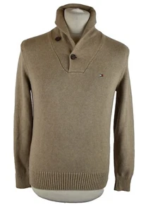 TOMMY HILFIGER Beige Knitwear Jumper size XS Mens Pullover Outdoors Outerwear - Picture 1 of 5