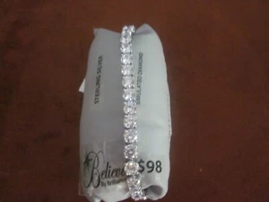 NEW Sim Dia Sterling Silver Believe By Brilliance Tennis Bracelet 7.25" - Imagen 1 de 5