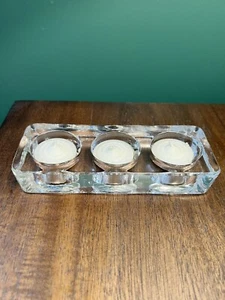 PartyLite MINI CRYSTAL Glass Tealight Candle 3 Holder - Picture 1 of 4