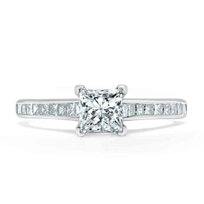 1.75 Ct Princess Cut Lab Created Diamond Engagement Ring 14K White Gold Size 7 - Image 1 of 4