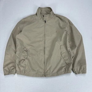 NAUTICA Harrington Jacket Mens Size Medium Beige Full Zip Synthetic Shell Preppy - Picture 1 of 9