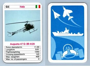 Augusta 47 G-3B-A2A - Business Planes 1970's Ace Trumps Card - Picture 1 of 1