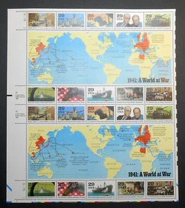 1991 WWII 1st Year Sc 2559a-j MNH full sheet of 20 World War II - Typical - Picture 1 of 1