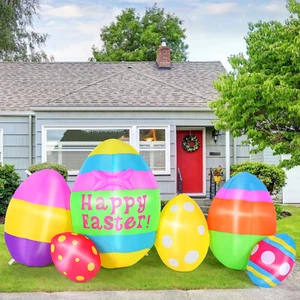 5,9 Fuß Ostern Riesige Aufblasbare Eier Eingebautes LED Licht Party Urlaub Blowup Dekor - Bild 1 von 9