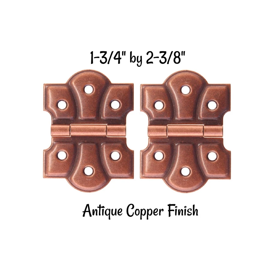 Par de bisagras ornamentales en relieve acabado cobre antiguo estilo vintage Foto 1 de 1