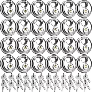 Lot of 24 Keyed Different DISC PADLOCK 70mm Stainless Steel Storage Trailer Lock - Picture 1 of 10