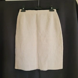 Bonpoint Girls Classic Pencil Skirt Sz 1 Beige Linen Blend lined Made in France - Picture 1 of 12