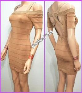 BEBE Cashmere/Metallic Cold Shoulder Bandage Kleid, S (klein geschnitten, passt XS) R82 - Bild 1 von 2
