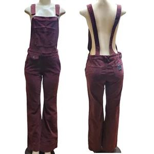 Dear John Sophie Retro Flare Corduroy Bib Overalls Jumpsuit Womens 29 Maroon NWT - Picture 1 of 24