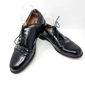 Bostonian Classics Men's 10.5 M First Flex Oxfords Cap Toe Black Lace Top 20350 - Picture 1 of 12