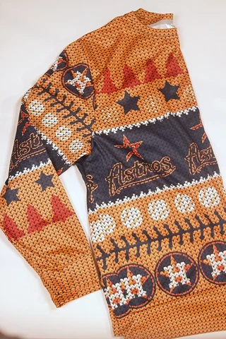 Printed Houston Astros Polyester Ugly Christmas Sweater Cover